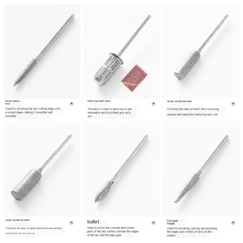 Nail Art Tools Nail Drill Bit Nail Drill Bits Nail Manicure Tools Nail Drill Set Nail Drill Kit 6pcs Safety Tapered Carbide Nail Drill Bits Sanding Cap Bands For Electric Nail Drill Machine File Removal Acrylic Manicure Tool