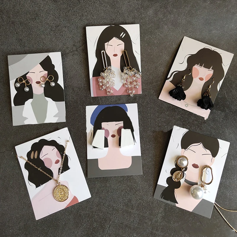 

20Pcs 6*8cm Classical Beauty Printing Necklace Earring Display Card Hanging Tag
