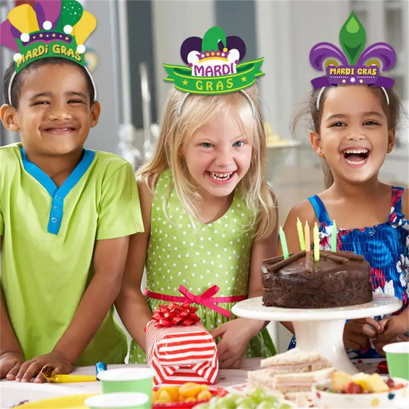 

Ирландский фестиваль, детские игрушки, Марди Гра, искусственные украшения, изысканная бумажная повязка для волос, головной убор с изображением торжественных трюков