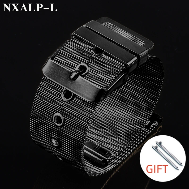 Elegant Mesh Milanese Stainless Steel Watchband - Quick Release in Black & Rose Gold