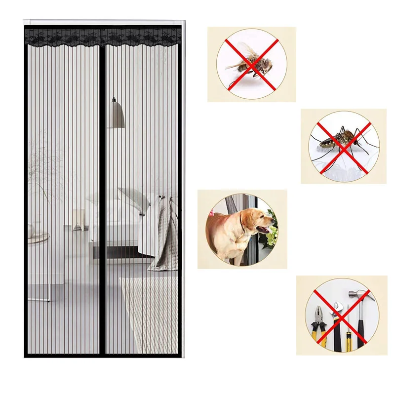 

Summer Anti Mosquito Insect Fly Bug Curtains Net Door Screen Kitchen Curtains Ployester Fiber Curtains Mesh Screen Magnets