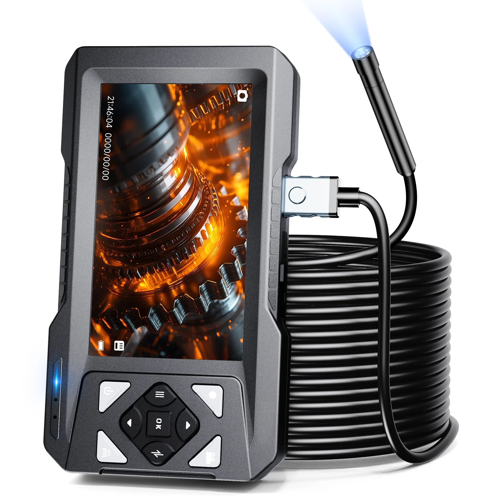 4.3'' Endoscope Camera with Light Inspection Borescope Camera 1080P HD with 8 LE