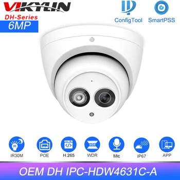 Vikylin OEM Dahua IP 카메라, IPC-HDW4631C-A CCTV 보안 감시 카메라, IR30M PoE 내장 마이크 보안 보호, 6MP