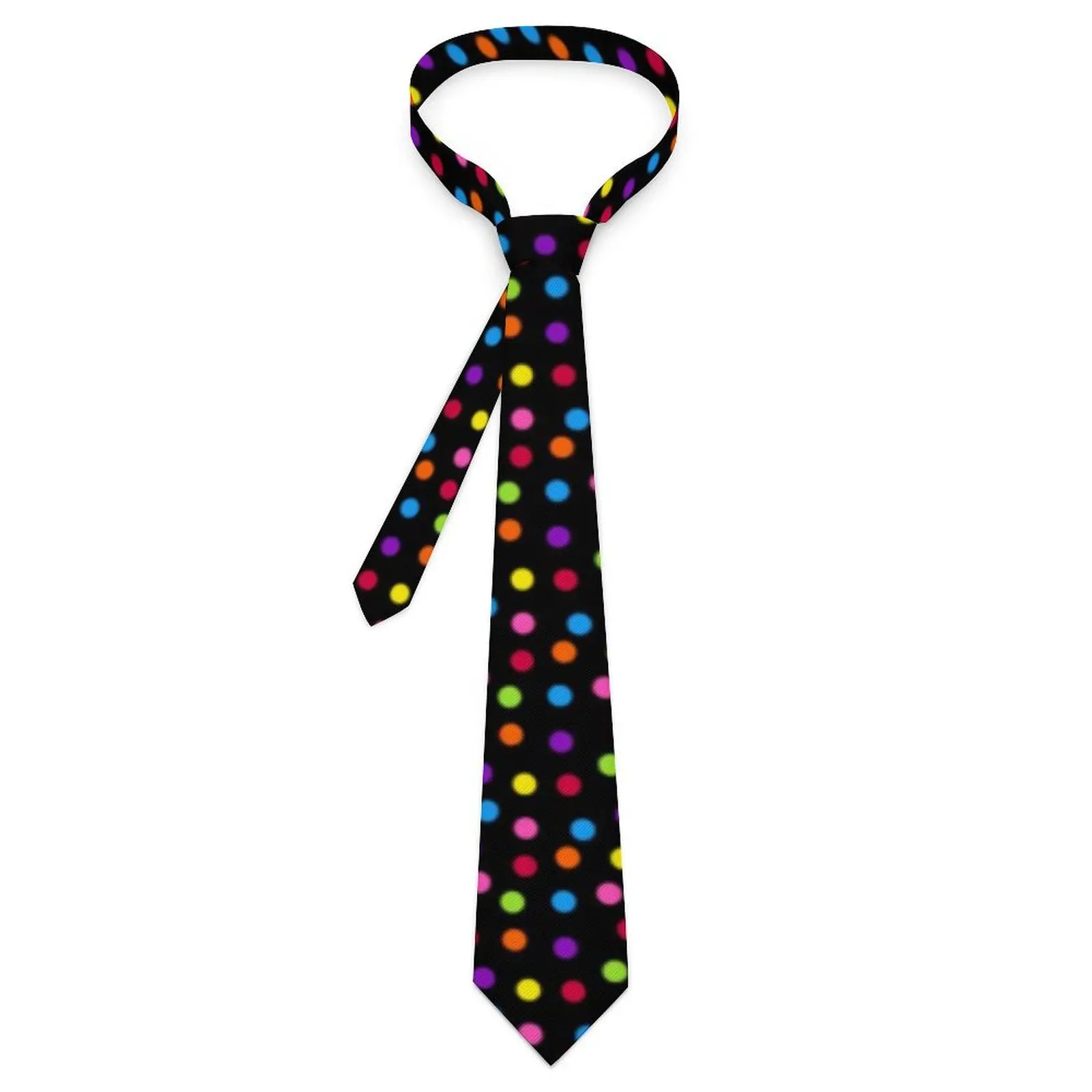 

Colorful Polka Dot Tie Rainbow Spots Print Funny Neck Ties For Men Women Cosplay Party High Collar Tie DIY Necktie Accessories
