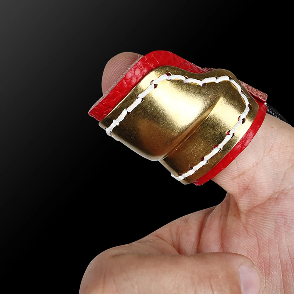 Archery Thumb Ring Protector Brass Leather Finger Tip Protector Archery Thumb Ring Finger Guard
