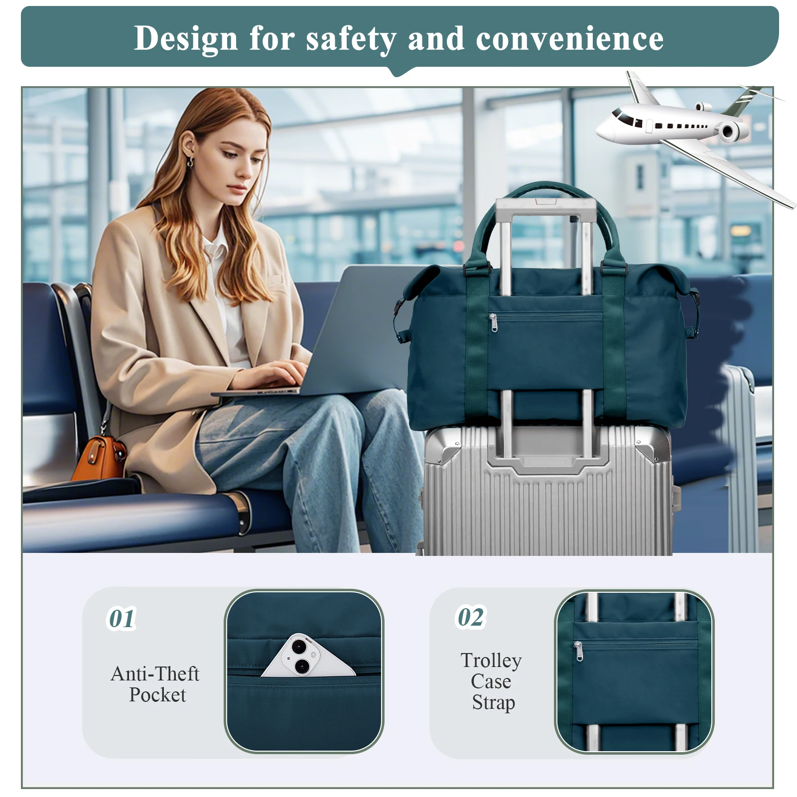 Weekender Travel Bag for Men Gym Bag for Women, Hospital Bag for Work and Delivery, Overnight Bag Travel Duffel Hand Luggage Bag