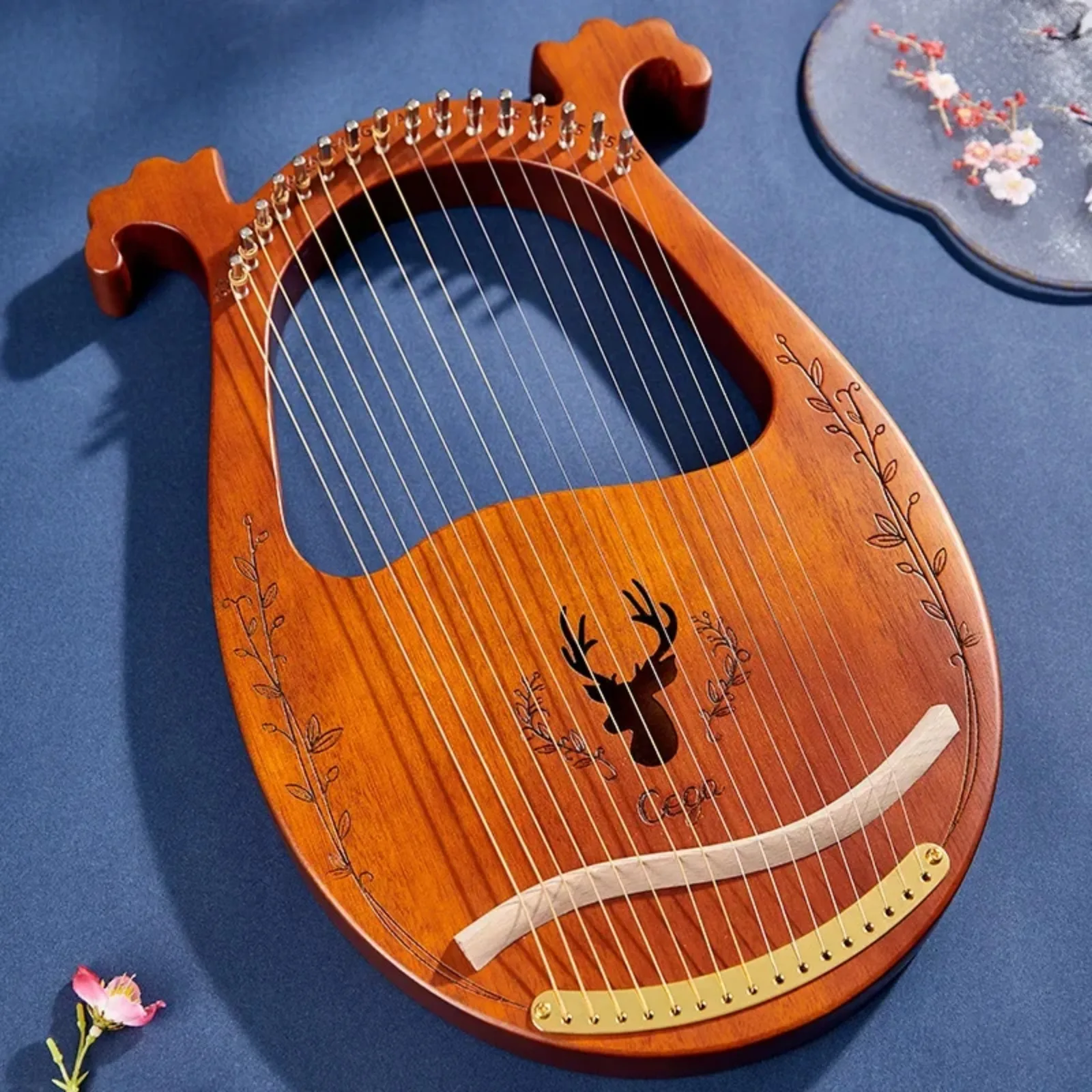 10/16/19/21/24 Strings Piano Harp Lyre Mahogany Stringed Musical Instrument Tuning Wrench Spare Strings