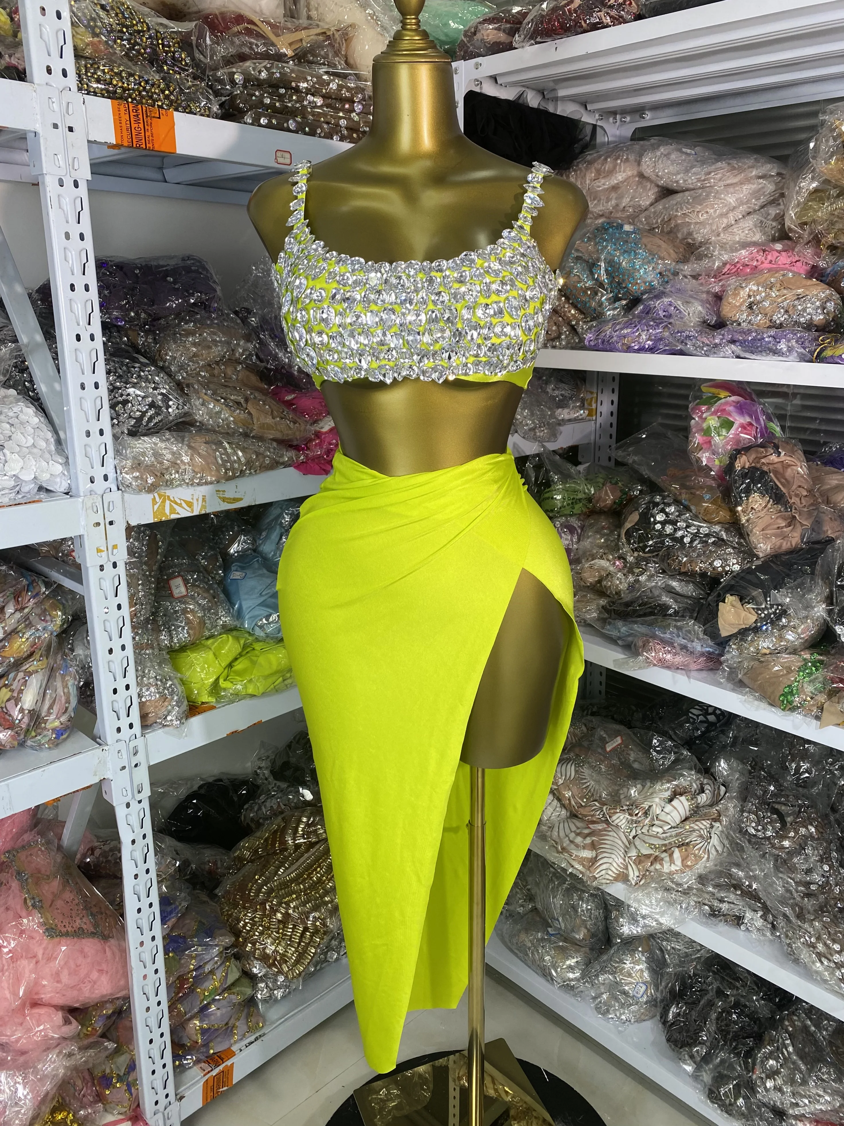 Women Summer Neon Color Evening Party Dress Two Piece Sets