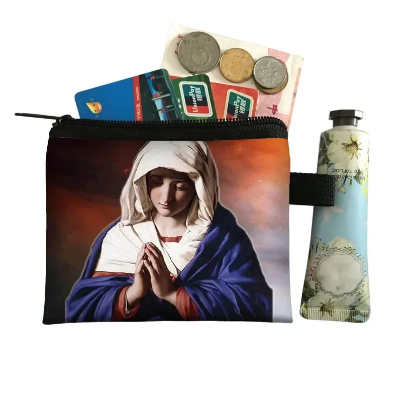 Religious Icon Coin Purse Super Atsem Wallet Unisex Money Coin Bag Vintage Religion Jesus Virgin Mary Mini Purse