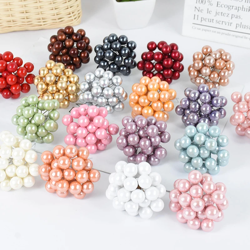 50/100Pcs Weihnachten Beeren Gefälschte Obst Künstliche Perle Blume Staubblätter Kirsche Hochzeit Weihnachten Dekoration Weihnachten Kränze Navidad – Detail 10