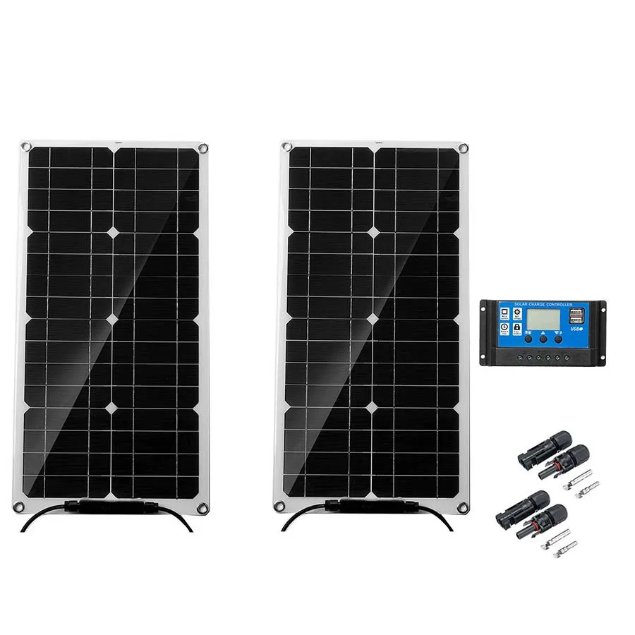 Painel Solar 24v Solar Energia Solar Células Banco com Conector Capa Solar Controlador Ip65 para o Telefone Carro rv Barco Carregador - Image 2