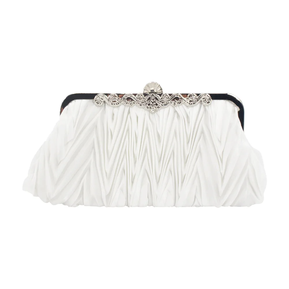 

Новинка 2024, атласные мягкие маленькие клатчи для женщин, модные свадебные сумочки, белый клатч, вечерняя сумка на цепочке, сумки на плечо