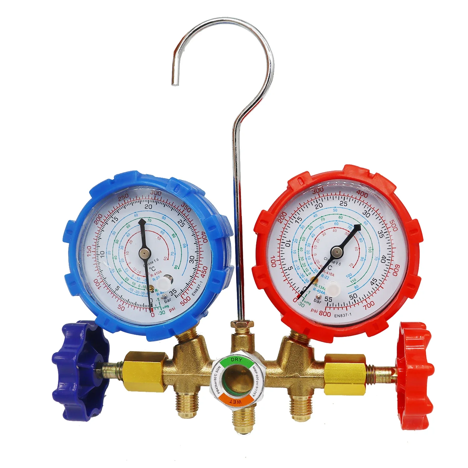 Refrigeration Gauge Set Air Conditioning Diagnostic Manifold Tools Hose Hook Kit R410A R22 R404A R134A