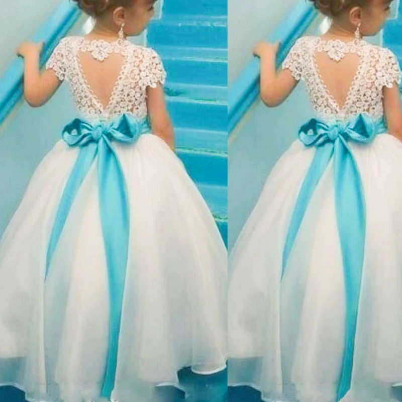 

Flower Girl Dresses Butterfly Applique Pageant For Girls First Communion Kids Prom Gown