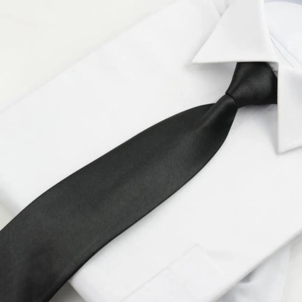 1 Stück schwarze, einfache Clip-On-Krawatte, Sicherheitskrawatte, Doorman Steward Matte, Beerdigungskrawatte für Männer, Frauen, Studenten – Detail 5