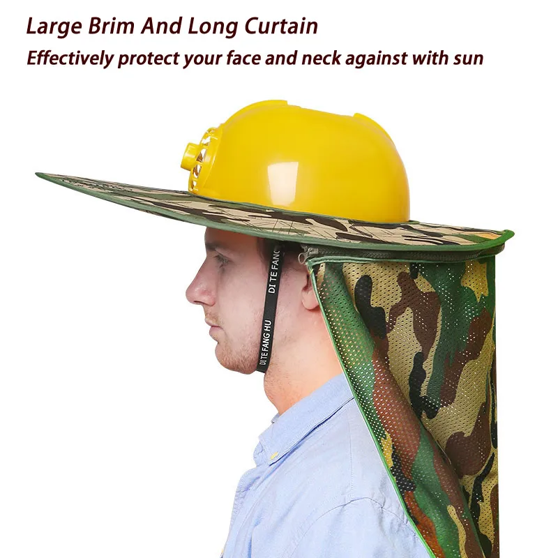 Summer sunshade for safety helmet cap face and neck protection sun visor curtain for Outdoor Site Work Repairing Garden safety helmet tactical helmet garden trimmer helmet