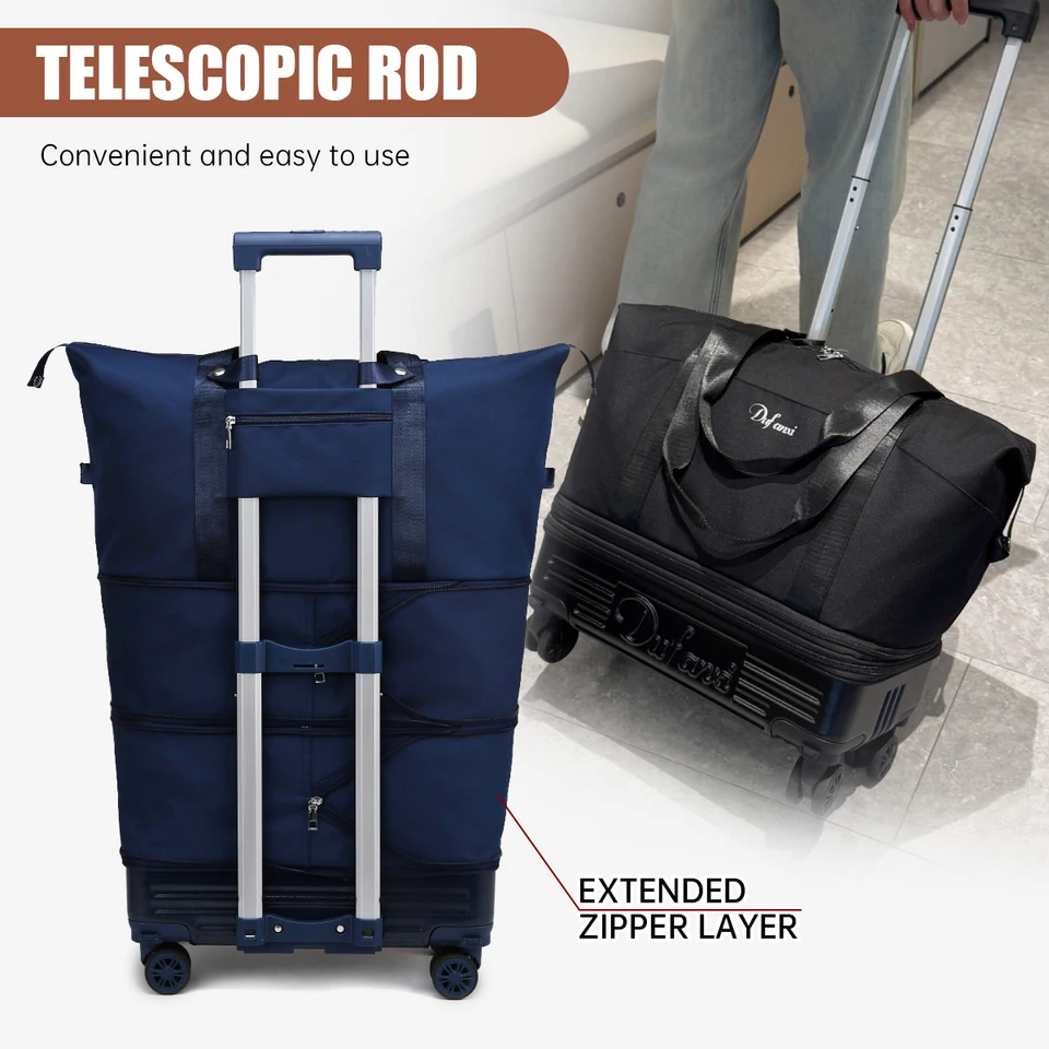 Pulley Luggage Universal-Rollen-Reisekoffer, faltbar, leichter Trolley, großes Fassungsvermögen, handgezogen_voghion.com