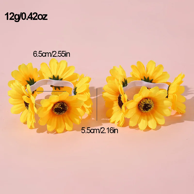 2 Stück/Set Künstliches Sonnenblumen-Haarkranz-Stirnband, Blumenkranz-Haaraccessoire. – Detail 3
