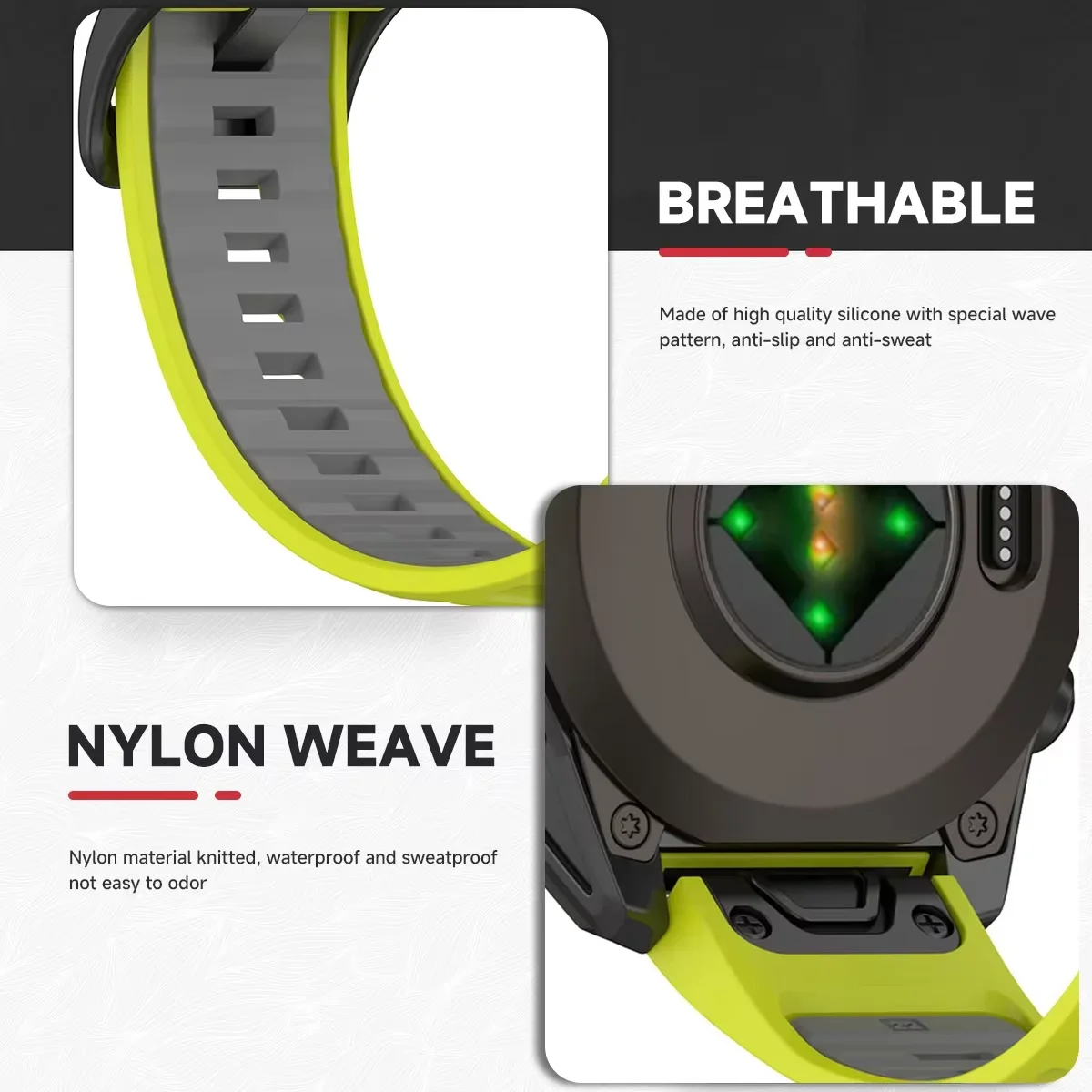 Bracelet Silicone Montre Connectée Bracelet Silicone OVERSTEP Pour Garmin Fenix/Epix - Bracelet De Remplacement Souple Et Confortable Bracelet Sport Acier Inoxydable