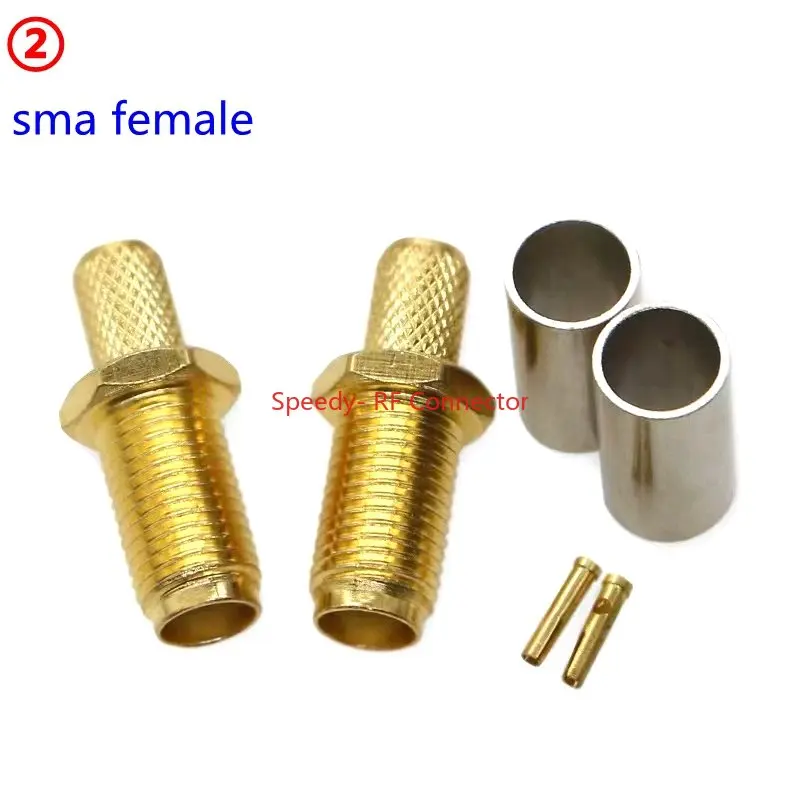 SMA 수 플러그 암 잭 커넥터, RPSMA 수 암 크림프 RG58 LMR195 RG400 RG142 케이블 황동 구리 빠른 배송, 10 개