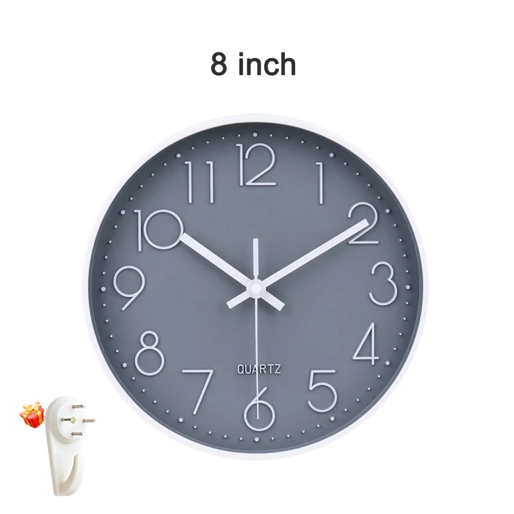שעון קיר דיגיטלי פשוט בגודל 8/12 אינץ 'עם מנגנון קוורץ לקישוט הבית לסלון, חדר שינה, מטבח וכיתה