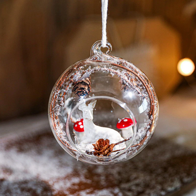 Bola de cristal transparente para Navidad, adorno para árboles de Navidad, regalos de boda, decoración para el hogar, colgante pequeño, adorno de bola 2025