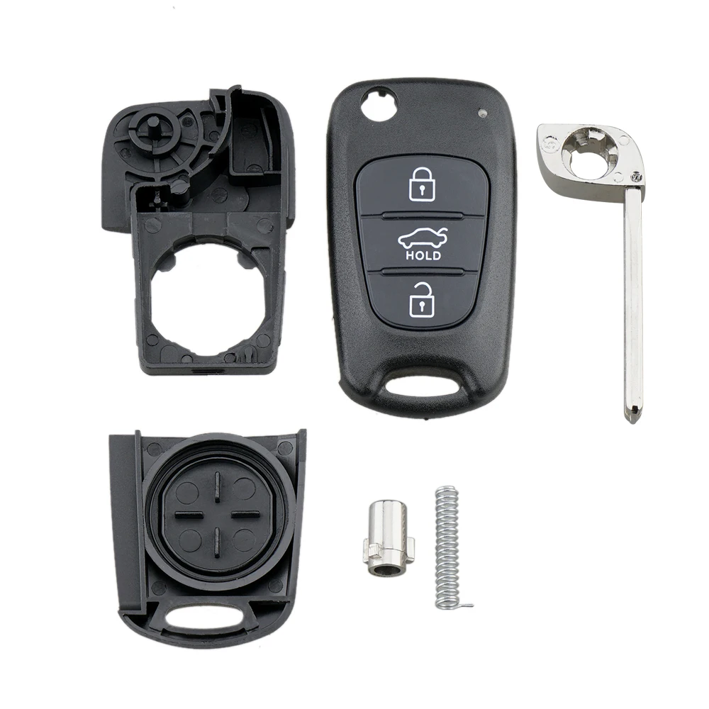3-Button Flip Folding Car Key Fob Case with Uncut Blade