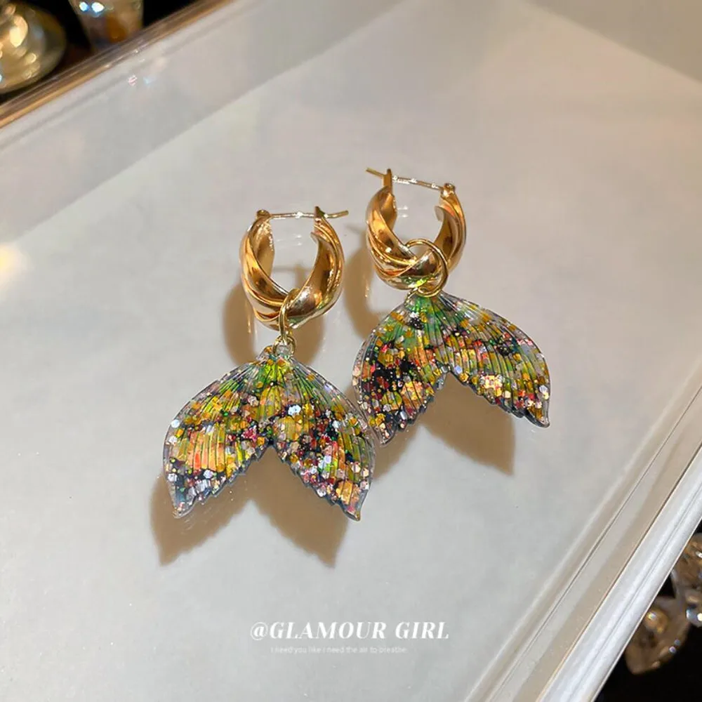 Timlee E274 New Temperament Mermaid Tail Tassels Imitation Pearl Star Long Drop Earring Fashion Accessories drop earrings dangle earrings long earrings
