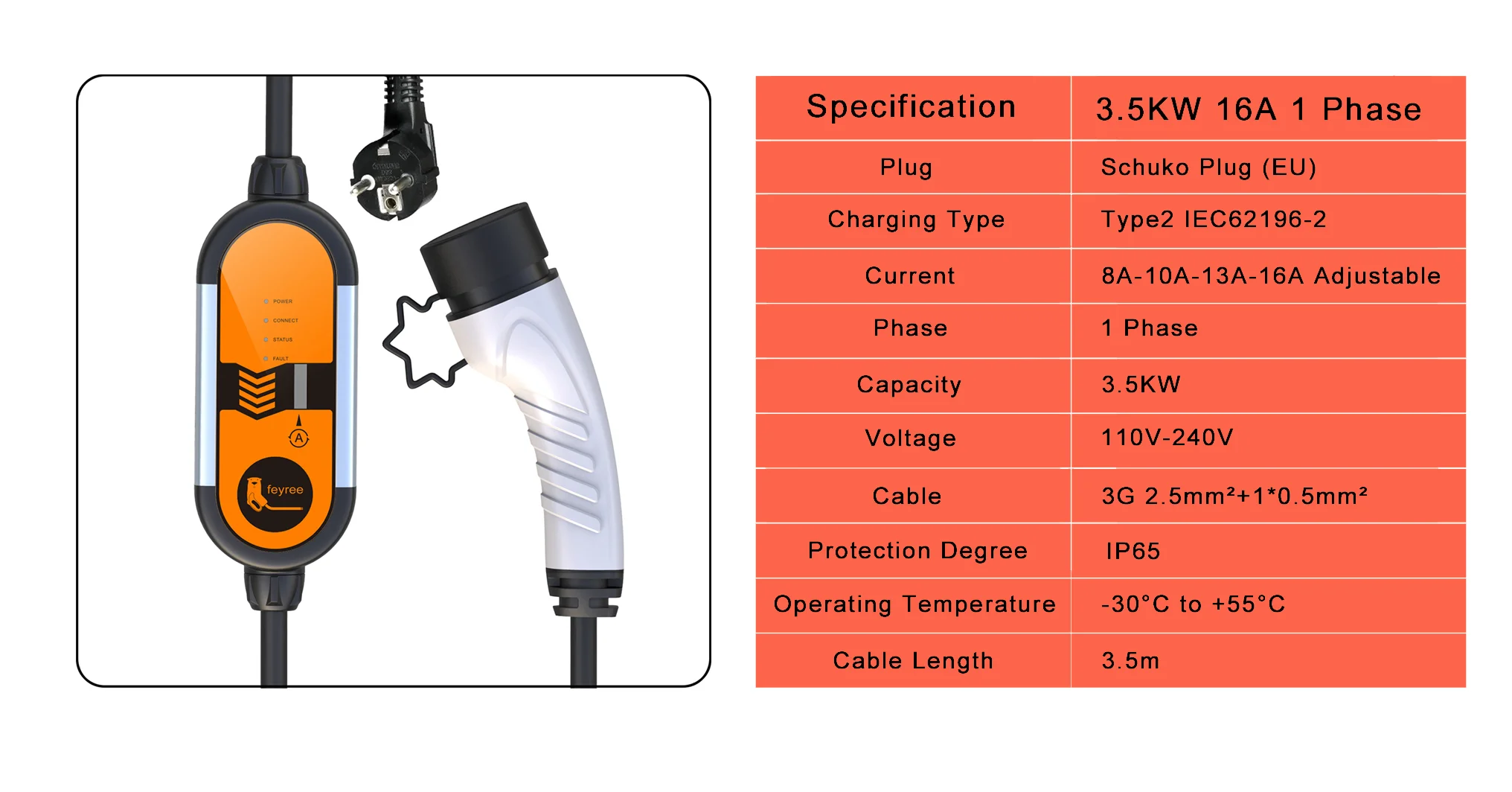 EV Portable Charger Type2 3.5KW Adjustable Current 8/10/13/16A Type1 j1772 Schuko Plug Wallbox for Electric Vehicle Car 12 EV Portable Charger Type2 3.5KW Adjustable Current 8/10/13/16A Type1 j1772 Schuko Plug Wallbox for Electric Vehicle Car 1
