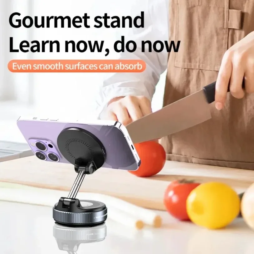 VIKEFON Car Magnetic Wireless Charger Phone Holder & 360° Rotation Vacuum Suction Cup Stand For iPhone 17-12 Fast Charging Dock