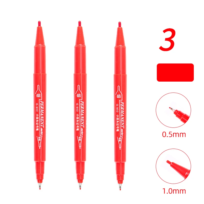 Dual Tip Permanent Ink Marker Pens - Fine and Broad Line Waterproof Pens for Art and Technical Detailing (Black/Red)