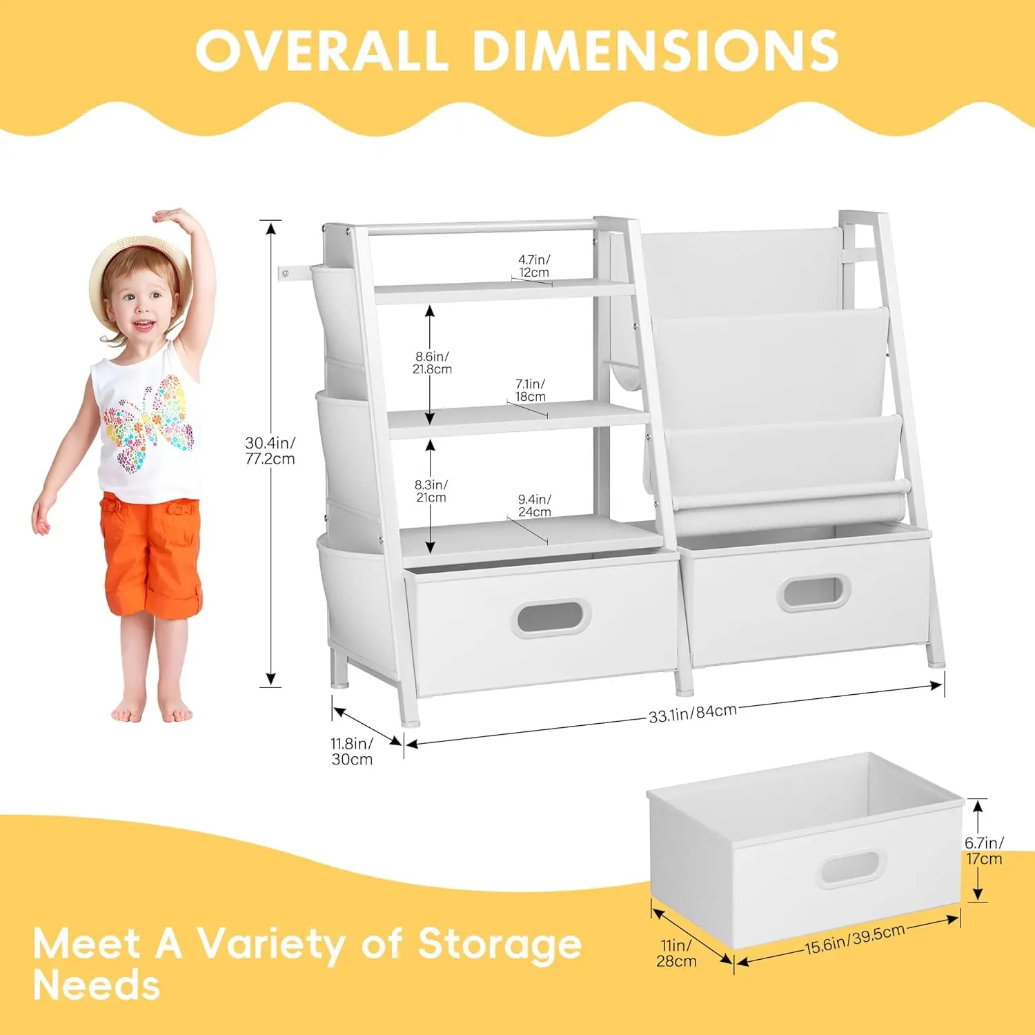 3-Tier Kids Bookcase with Toy Bins 2