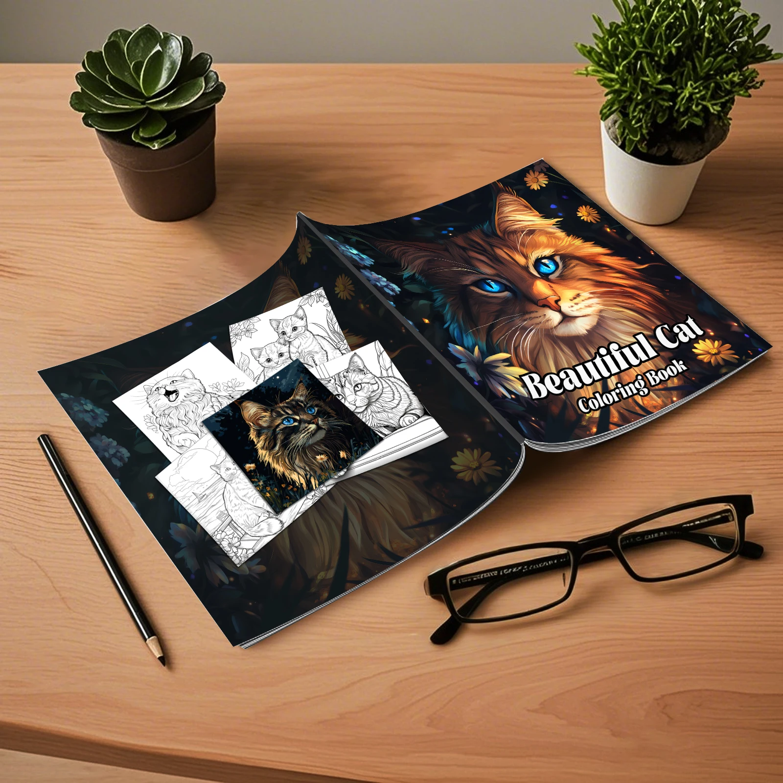 Adult Picture Book 24Pages Beautiful Cat Coloring Book Animal Patterns Gift For Holiday Birthday Party Graffiti Painting Drawing 4