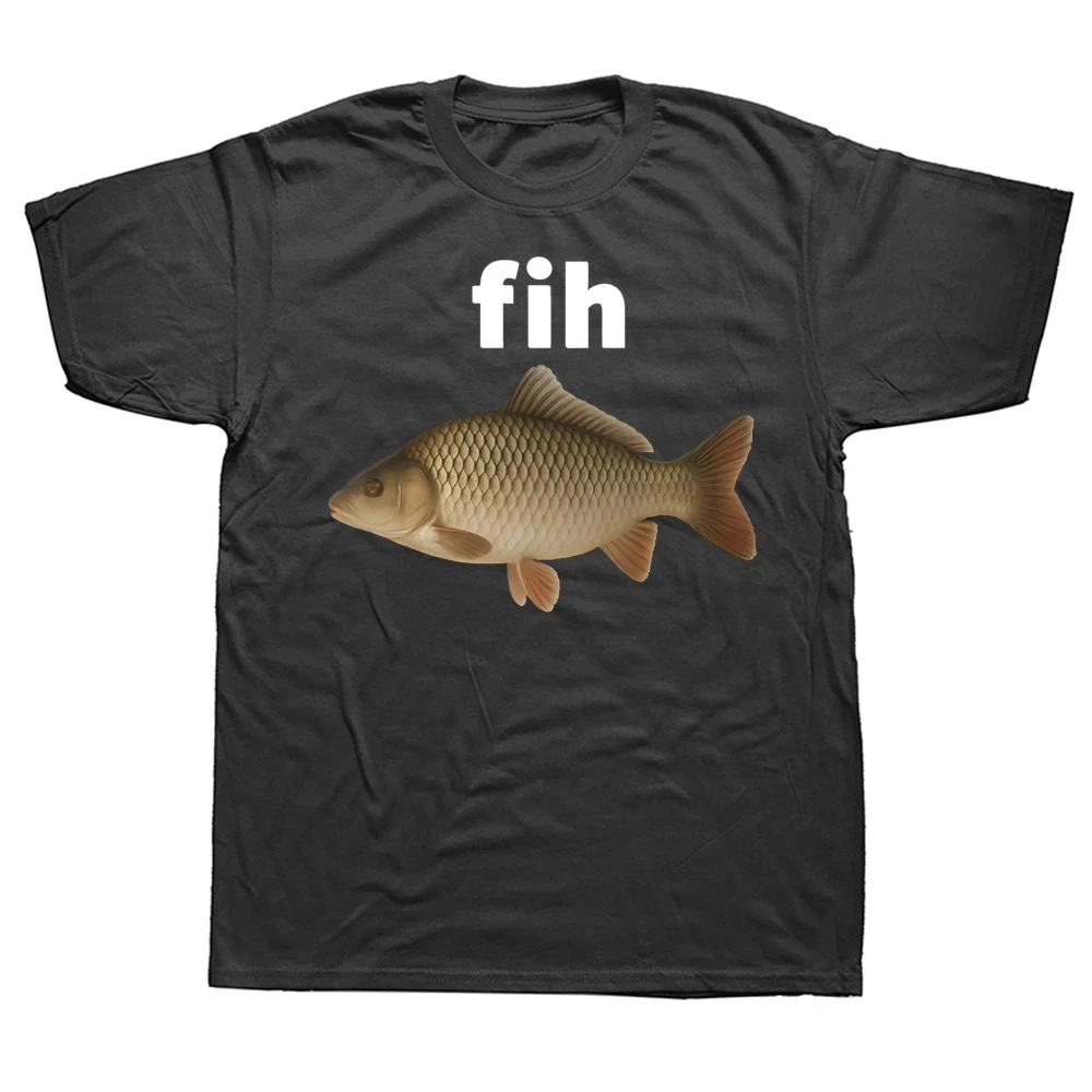 Fih Fish Funny Fih Fishing Meme Klassische T-Shirts aus 100 % Baumwolle für Männer und Frauen, modisches, lässiges T-Shirt, lockeres, übergroßes Streetwear-T-Shirt