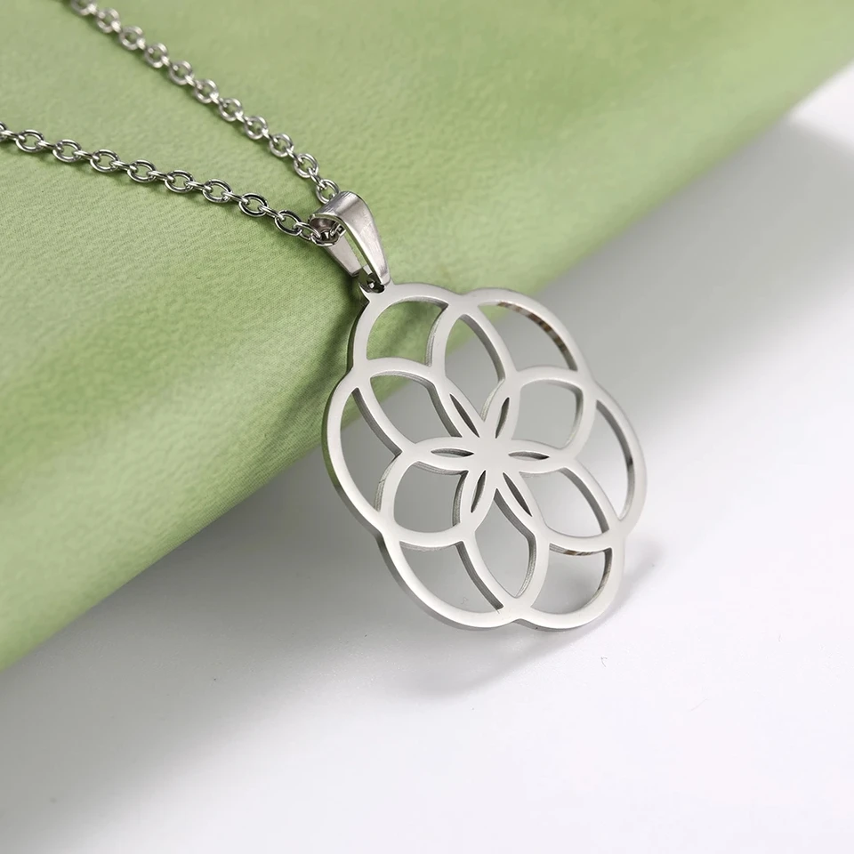 EUEAVAN 5 pezzi di ciondoli fiore della va ciondolo mandala ciondolo in acciaio inossidabile collana da donna creazione di gioielli accessori all'ingrosso  36