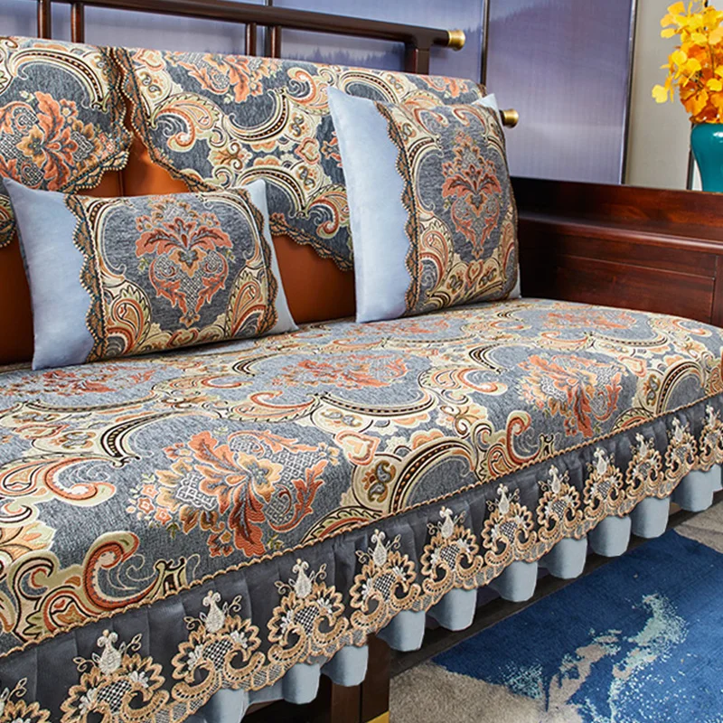 European Embroidery Sofa Cover Non-slip Chenille Couch Slipcover Home Decor Four Season Universal Sofa Covers Cushion Protector 4
