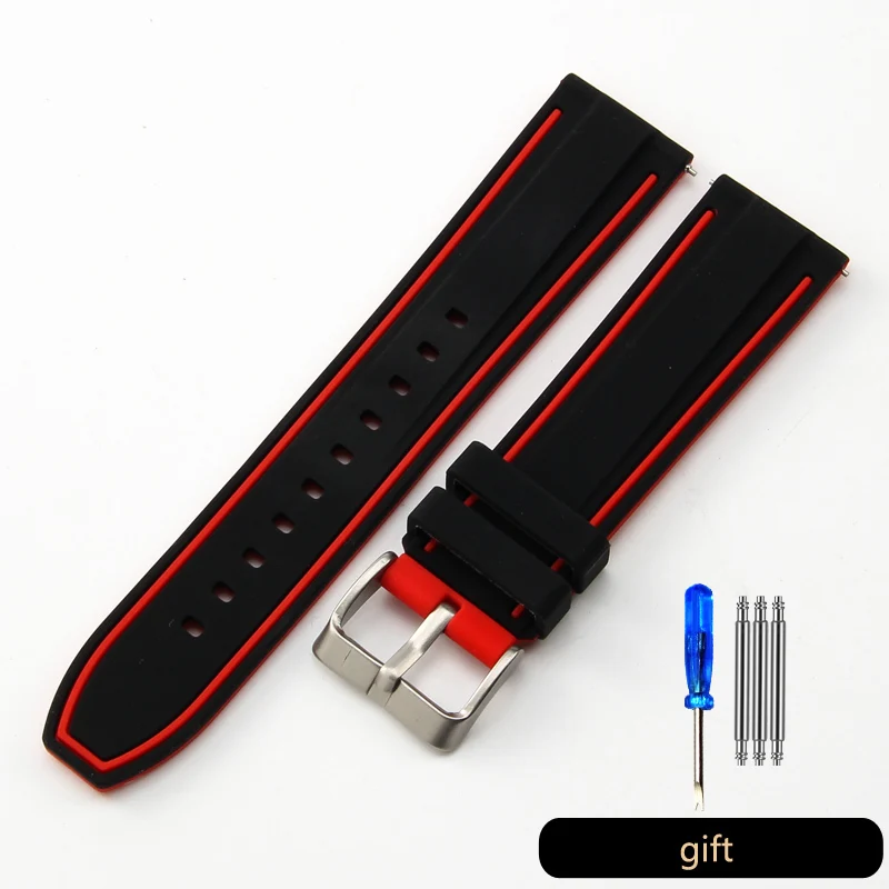 Dual-Tone Quick Release Soft Silicone Watch Strap - Available in Multiple Sizes