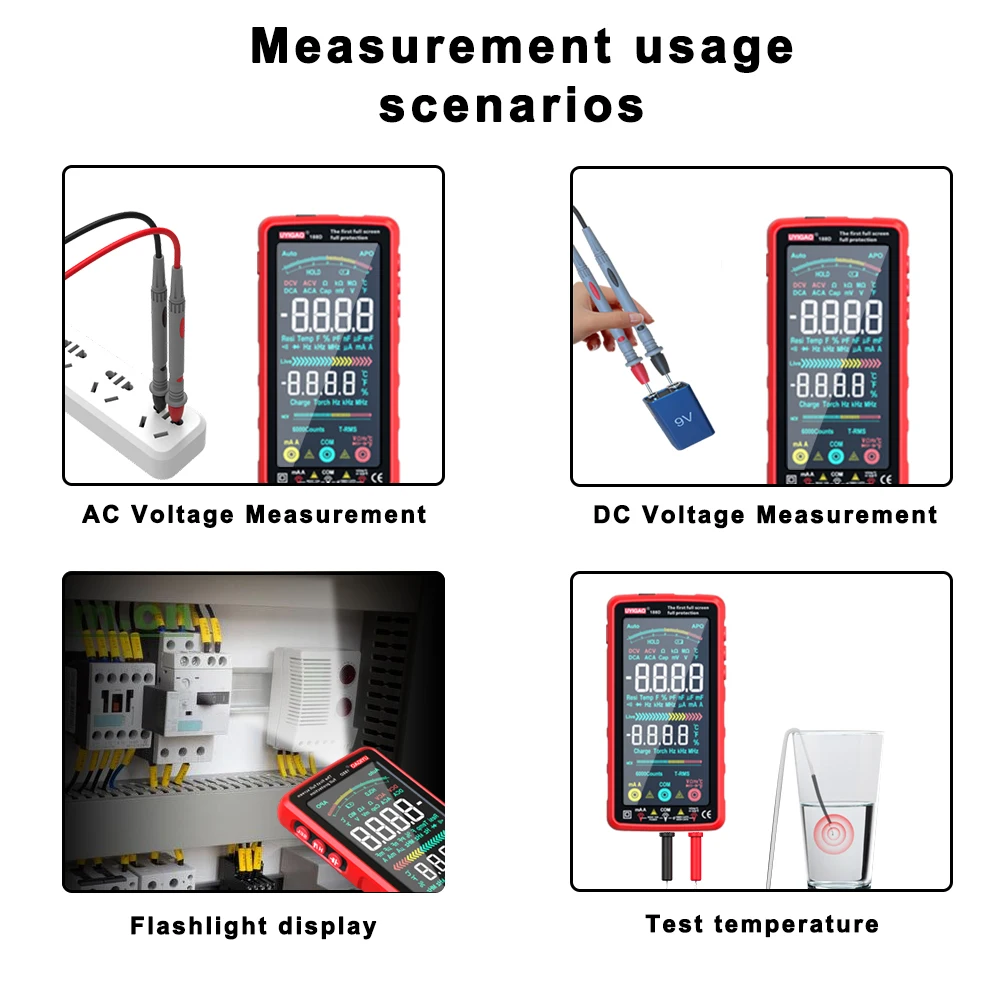 USB Rechargeable Smart Multimeter 6000 Counts TRMS Touch Screen Voltage Current Resistance NCV Measurement Electrical Instrument