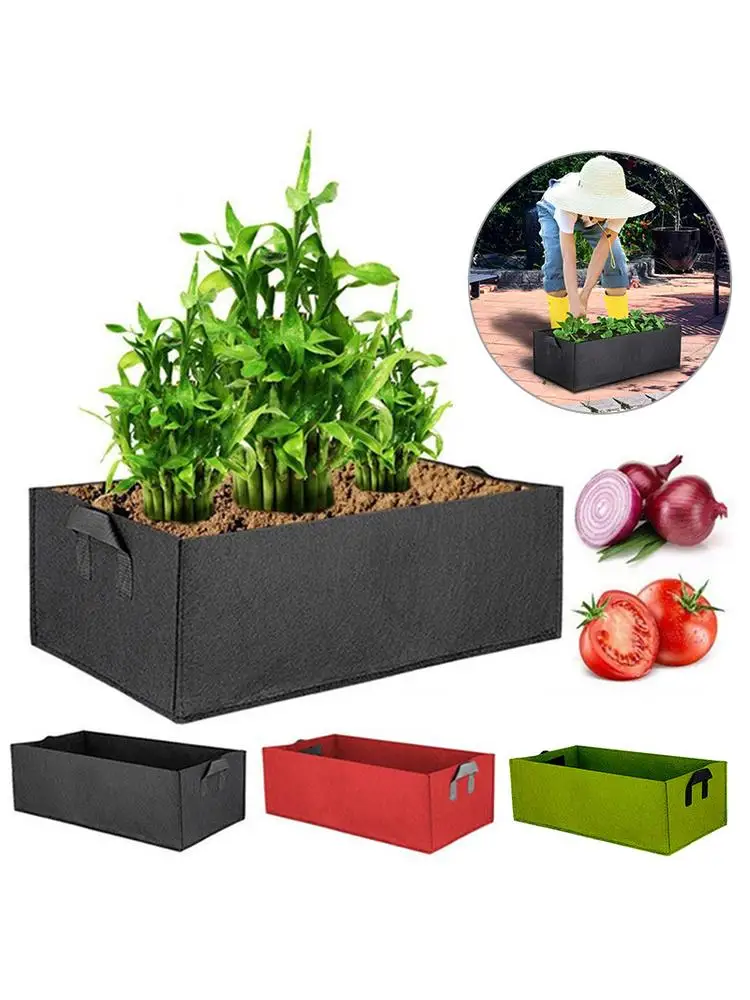 6/7/9/31 Gallons Felt Grow Bag Rectangle Planting Nursery Pot Garden Flower Vegetable Planters Container Greenhouse Planter Tool 1