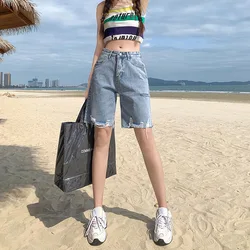 Korean Version Jeans Shorts Women Summer Y2k Female Clothing Fashion Blue Denim Pants Baggy Jeans Vintage Streetwear Straight