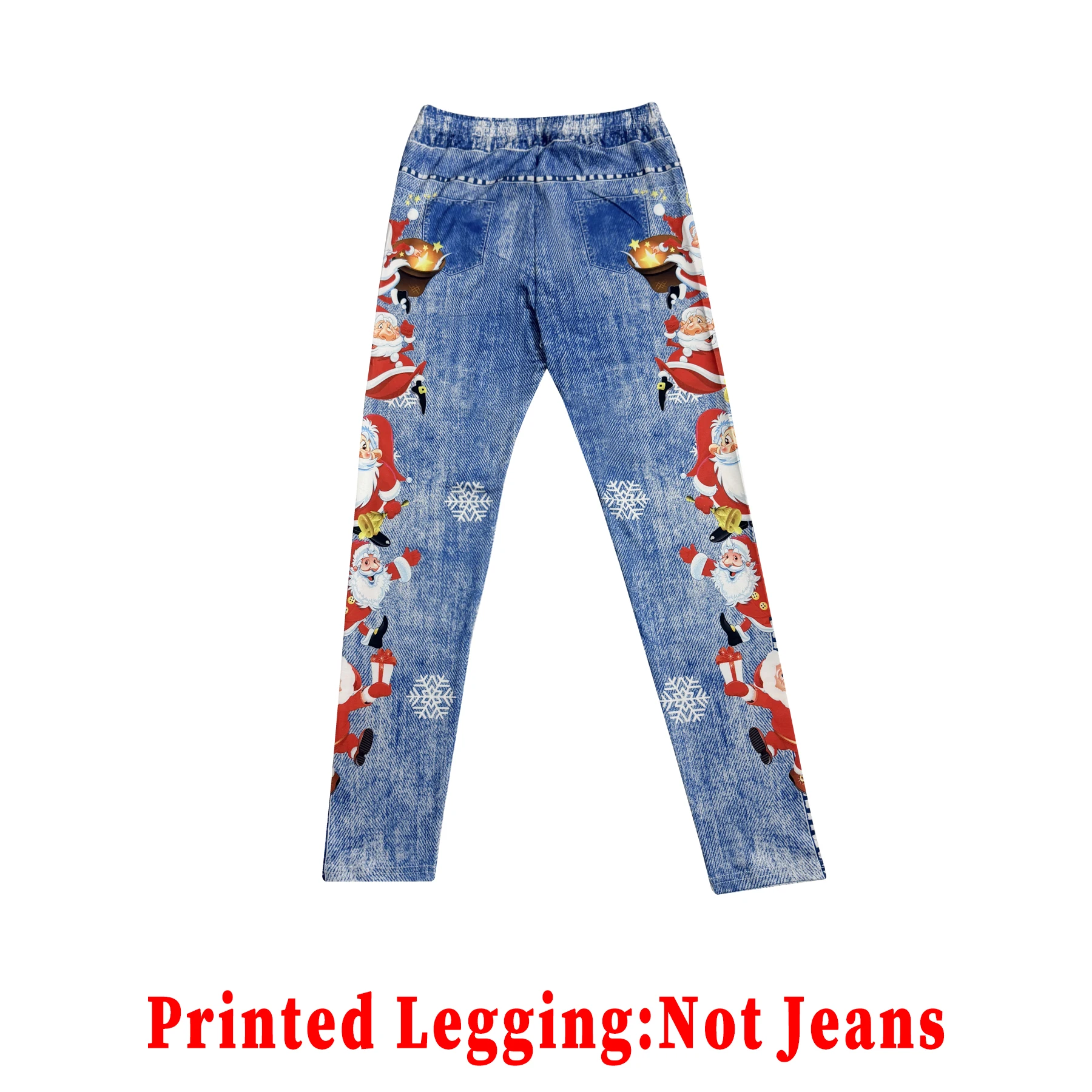 【Non-Denim】Women's Faux Denim Print Leggings, Sports Casual Skinny Pants, Thin Soft Skin-Friendly Yoga Pants, All-Season Long Pa 5