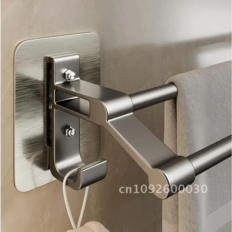 Towel Holder Two Layer Bathroom Towel Rack Bar Bathroom Accessories Kitchen Self-adhesive Storage With Rack Organizer Hook