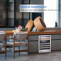 Wine Cooler,Built-in Wine Fridge Under Counter or Freestanding Dual Zones,Auto Defrost,6 Removable Shelves Glass Door 2
