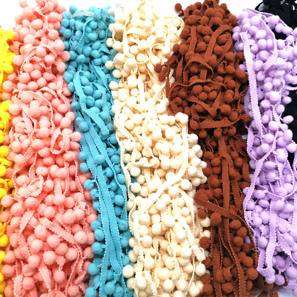 Pom pom Fringe Lace Ribbon Pompom Trim Ball Fabric DIY Sewing Tassel Lace Kintted Fabric Handmade DIY Craft Accessorie 1-5yard tassel fringe tassel trim mini tassels bookmark tassels silky floss tassels leather tassels fluorescent tassels tassel accessories tassel decoration
