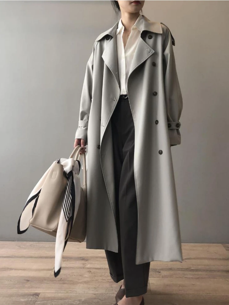 Trench Coat for Women Spring Autumn 2023 New Solid Color Temperament