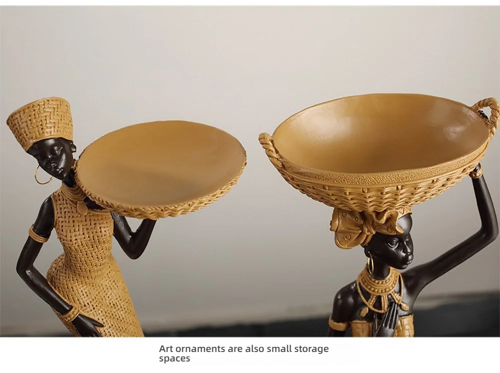 Skulptur für afrikanische Stammesfrauen – handgeschnitzte Vorfahrenstatue aus Kunstharz, ethnische schicke Bücherregaldekoration für die Präsentation von Kulturerbe – Detail 11