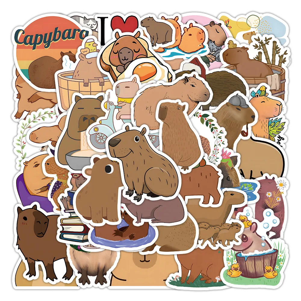 

10/30/50PCS Cartoon Capybara Stickers Cute Animal Graffiti Decal Waterproof DIY Laptop Suitcase Phone Stationary Car Sticker Toy