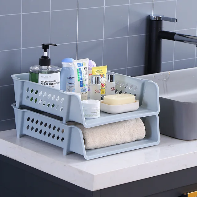 A4 Fájl Polc Irodai Íróasztal Felszíni Panel Egymásra Rakható Réteges Tároló Doboz Otthoni Fürdőszoba Kozmetikai Állvány - Image 4