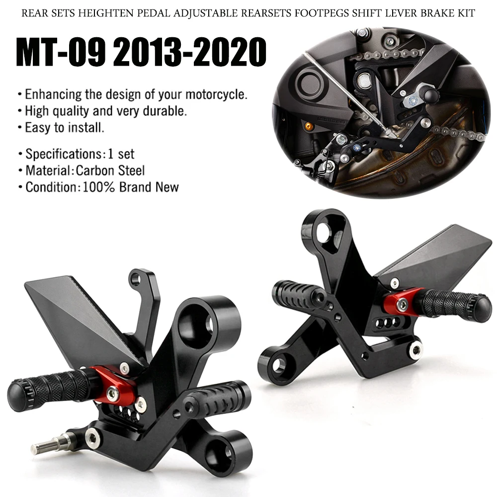 

For YAMAHA MT-09 XSR900 MT09 Tracer 900 2013-2020 Rear Sets Heighten Pedal Adjustable Rearsets FootPegs Shift Lever Brake Kit