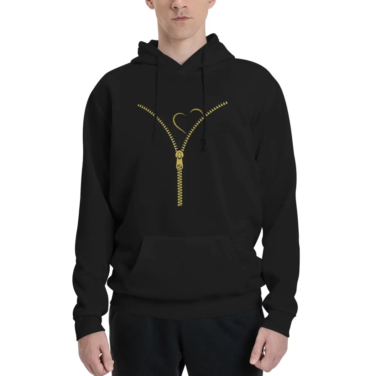 

Zipper With Heart Polyester Hoodie Men's Women's Sweater Size XXS-3XL